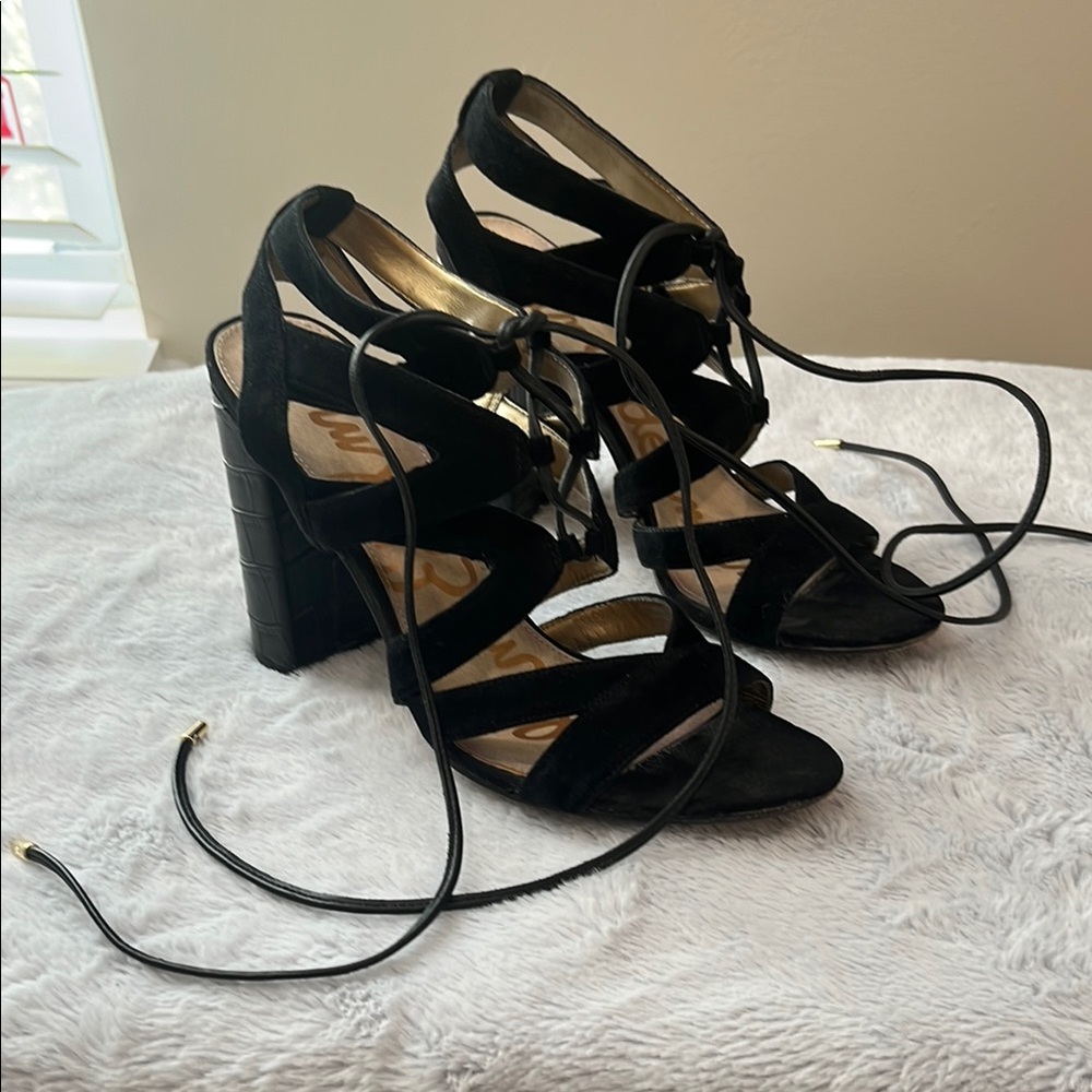 Sam Edelman Black Strappy Heels Women’s Size 8 (EUC)